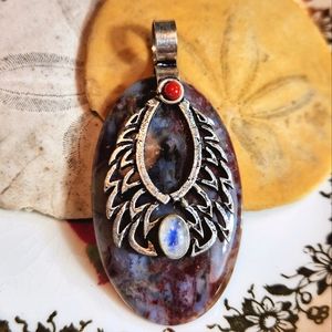 1 1/8"x2 1/4",Gorgeous, XL, Natural, Oval- Shaped Cabochon Pendant.